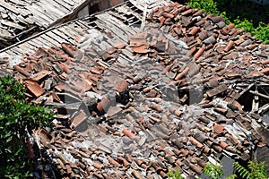 View from the observation deck on the roofs of the old buildings of the old city of Kaleici in Antalya