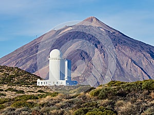 View of the Observatory with Mount Teide to the rear Observatorio del Teide, Tenerife, Canary Islands, Spain