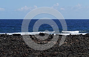 View at the Ocean with breakers at the coast