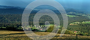 View from Ochodzita towards Jaworzynka. KoniakÃÂ³w, Silesian Beskids, Poland