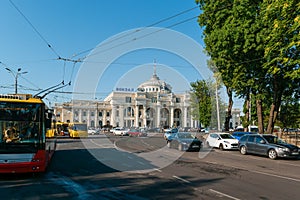 View of the Odesa-Holovna train station building in Ukraine
