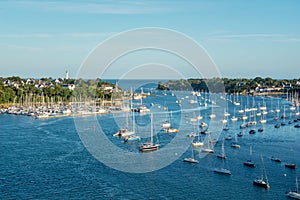 View of the Odet river and Bénodet in Finistère, Brittany France