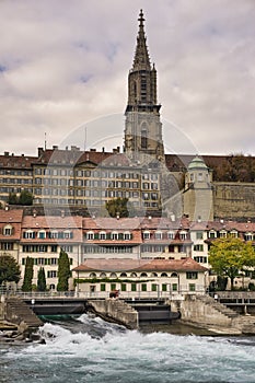 View oh the old Town and The Bern Minster cathedral in Bern