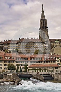 View oh the old Town and The Bern Minster cathedral in Bern