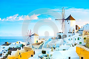 View of Oia the most beautiful village of Santorini island.