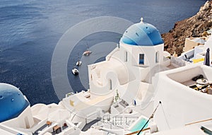 View of Oia most beautiful village of Santorini island in Greece during summer