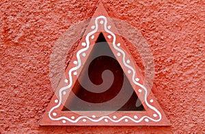 View of oil lamp placing area on the Indian Hindu traditional rural mud hut wall