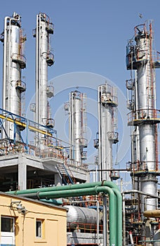 View of oil petrochemical refinery pipes