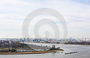 View on an oil refinery in the port of Antwerp, Belgium