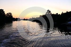 View of Oka River at sunset