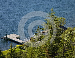 View of Okanagan Lake Peachland British Columbia Canada near Kelowna. Beautiful summer landscape at Okanagan Lake