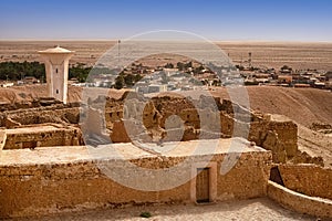 View of the old abandoned village in the middle of the Sahara Desert, Tunisia, Africa