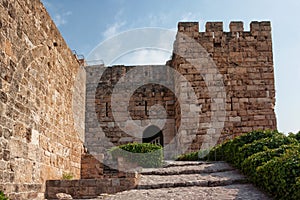 View of the old ancient crusader castle in the historic city of Byblos. The city is a UNESCO World Heritage Site. Lebanon