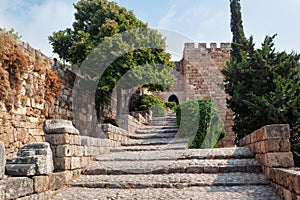 View of the old ancient crusader castle in the historic city of Byblos. The city is a UNESCO World Heritage Site. Lebanon