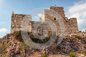 View of the old ancient crusader castle in the historic city of Byblos. The city is a UNESCO World Heritage Site. Lebanon