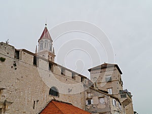 View on old bell tower in the Croatian city Trogir