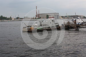 View of the old boats the Gulf of Finland of  Petersburg