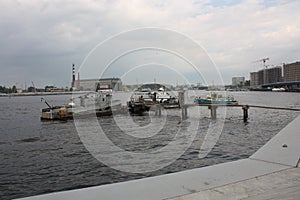 view of the old boats the Gulf of Finland of  Petersburg