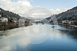 View from the Old Bridge Alte BrÃ¼cke in Heidelberg, Germany