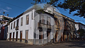 View of old buildings in the historic center of small town Teror in the northeast of island Gran Canaria, Spain.