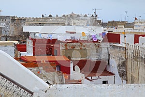 View of the old buildings roofs of Tetouan Medina