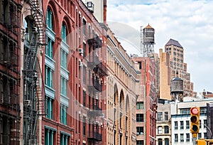 View of the old buildings in the Tribeca neighborhood of Manhattan, New York City