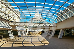 View of the old bulgarian parliament from serdika subway station