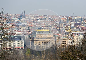 View on the old center of Prague, with the National Theatre