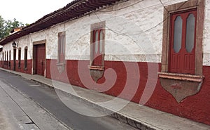 View of old church architecture in patzcuaro michoacan mexico