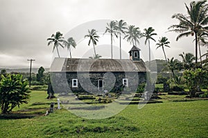 A view of the old church at Keanae Point on Maui, Hawaii.