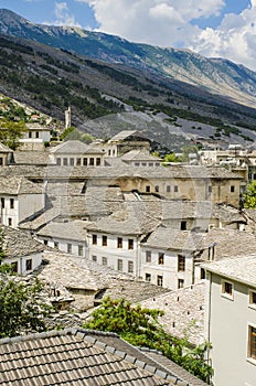 View at old city of Gjirokastra in Albania