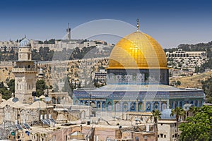 View from the old city of Jerusalem on the Dome of the Rock, Israel