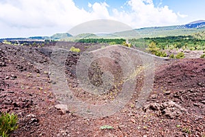 View of old crater of the Etna mount in Sicily