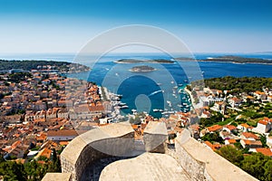 View of old harbor in Hvar town