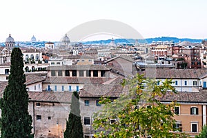 View of old houses from Capitoline hill in evening