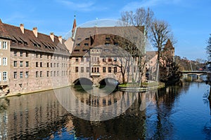 view of old houses on the river in Nuremberg