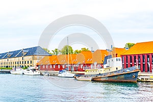 View of an old industrial port in central Copenhagen, Denmark