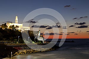View of the old Jaffa, on the Mediterranean coast at sunset