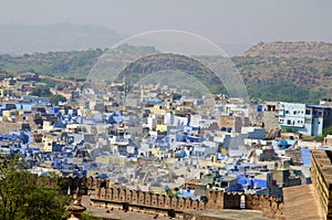 View of an old Jodhpur City, also known as Blue City from the top, Mehrangarh or Mehran Fort Jodhpur, Rajasthan, India