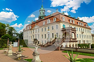 View of old Lichtenwalde Palace and Park outdoors. Saxony. Germany