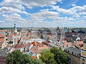 View of the old market square from the tower of the Royal Castle in Poznan, Poland