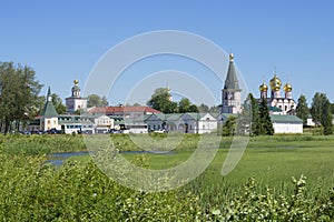 View of the old monastery of Iveron svyatoozerskaya. Valday, Novgorod region