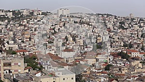 A view of the old Nazareth from above. The city where Jesus Christ lived. Panorama of the city.