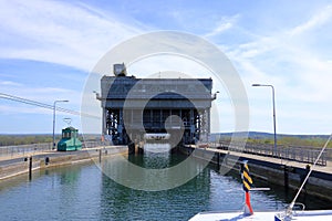 View of the old Niederfinow ship lift, Oder Havel Canal, Brandenburg, Germany