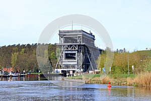 View of the old Niederfinow ship lift, Oder Havel Canal, Brandenburg, Germany