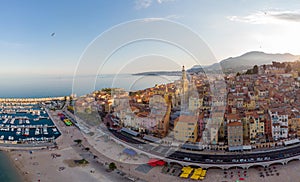 View on old part of Menton, Provence-Alpes-Cote d`Azur, France.