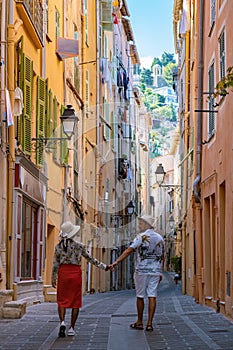 View on old part of Menton, Provence-Alpes-Cote d'Azur, France during summer