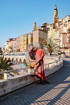 View on old part of Menton, Provence-Alpes-Cote d& x27;Azur, France during summer