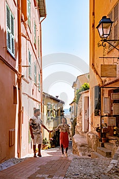 View on old part of Menton, Provence-Alpes-Cote d'Azur, France during summer