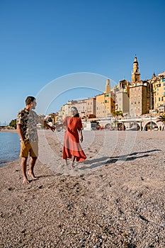 View on old part of Menton, Provence-Alpes-Cote d'Azur, France during summer